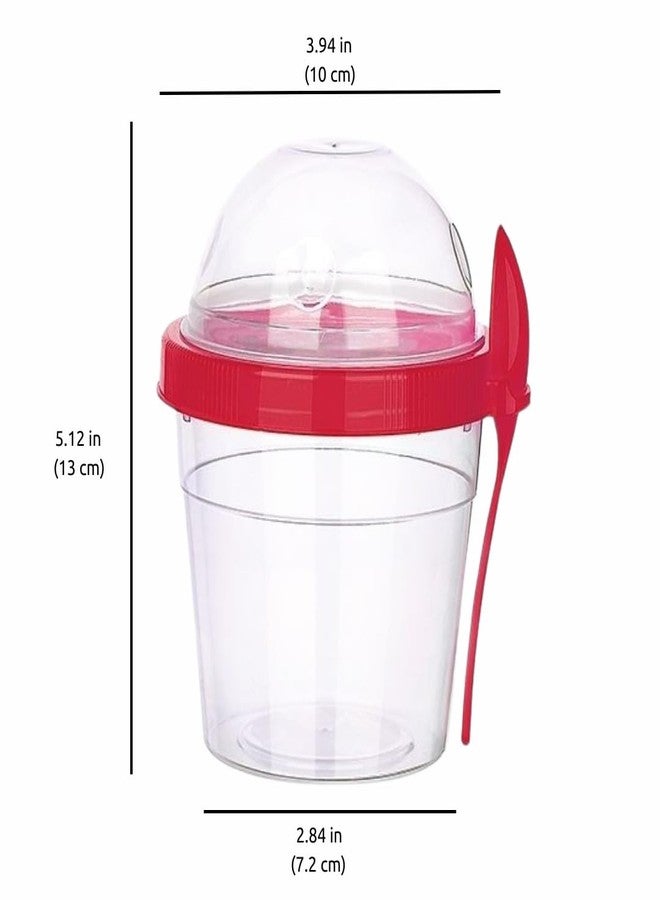 EYNEL 4 Pack 17 oz Small Breakfast On The Go Yogurt Parfait Cups, Reusable Plastic Containers with Lids and Spoons, Perfect Jars for Overnight Oats Cereal Granola Oatmeal (4 Colors Set) - Image 2